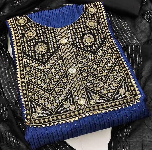 Blue_Black_Cross_Work_With_Banarasi_Neck_Border_Salwar_Suit_For_Women