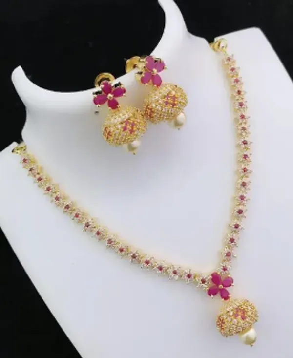Red_Design_Short_Cocktail_Necklace_Set_For_Women