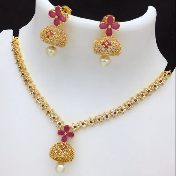 Red_Design_Short_Cocktail_Necklace_Set_For_Women