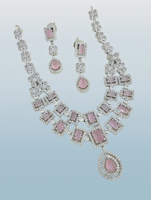 Pink_Classic_Ad_Stone_Necklace_Set_For_Women