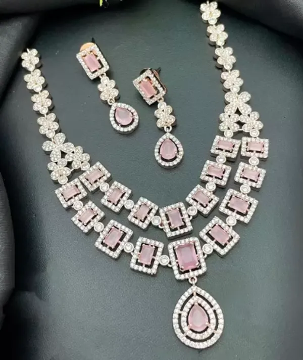 Pink_Classic_Ad_Stone_Necklace_Set_For_Women