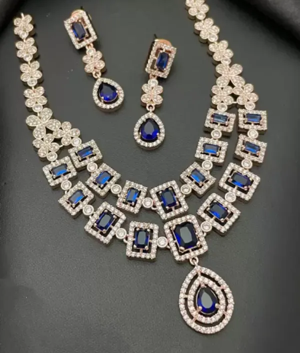 Dark_Blue_Classic_Ad_Stone_Short_Necklace_Set_For_Women