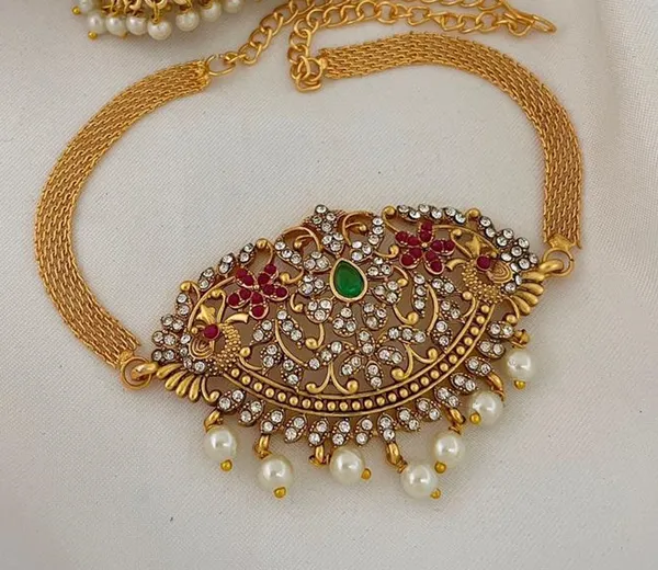 Multicolor_Grand_Dual_Peacock_Design_Choker_Set_For_Women