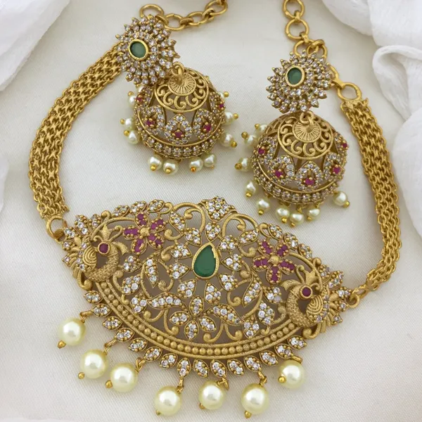 Multicolor_Grand_Dual_Peacock_Design_Choker_Set_For_Women