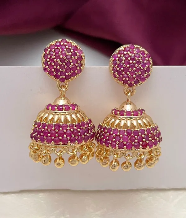 Pink_Stone_Jhumka_Earrings_For_Women