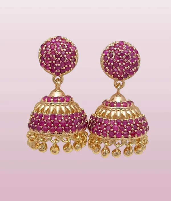 Pink_Stone_Jhumka_Earrings_For_Women