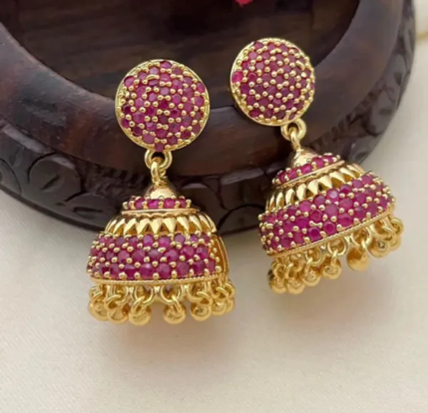 Pink_Stone_Jhumka_Earrings_For_Women