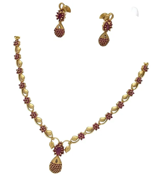 Red_Semi_Flower_Design_Necklace_Set_For_Women