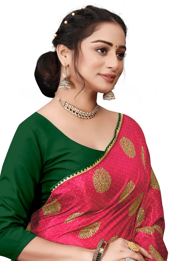 Pink_Silk_Blend_Printed_Party_And_Festive_Bollywood_Pure_Saree_With_unstitched_Blouse