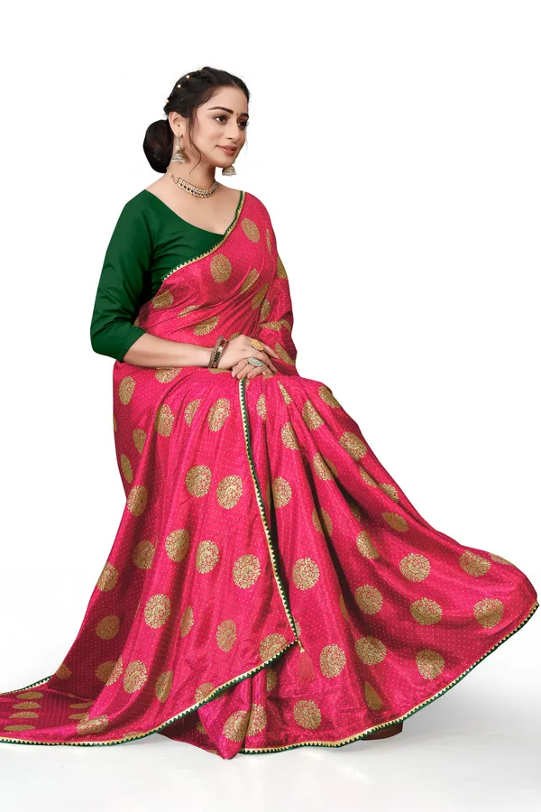 Pink_Silk_Blend_Printed_Party_And_Festive_Bollywood_Pure_Saree_With_unstitched_Blouse