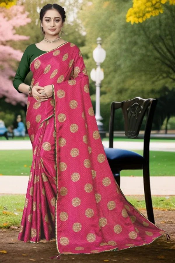 Pink_Silk_Blend_Printed_Party_And_Festive_Bollywood_Pure_Saree_With_unstitched_Blouse