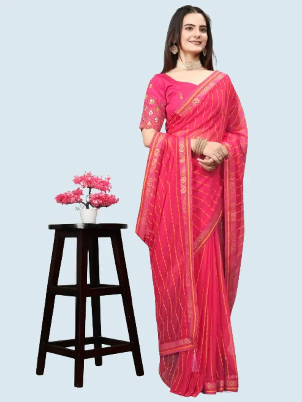 Pink_Jacquard_Printed_Casual_Banarasi_Synthetic_Saree_With_unstitched_Blouse