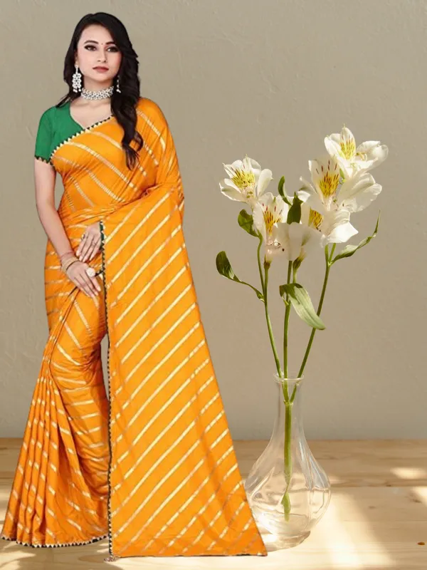 Yellow_Silk_Blend_Floral_Print_Wedding_And_Festive_Leheria_Blend_Saree_With_unstitched_Blouse