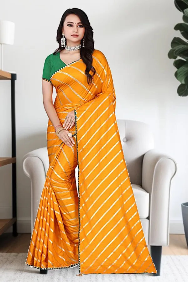 Yellow_Silk_Blend_Floral_Print_Wedding_And_Festive_Leheria_Blend_Saree_With_unstitched_Blouse