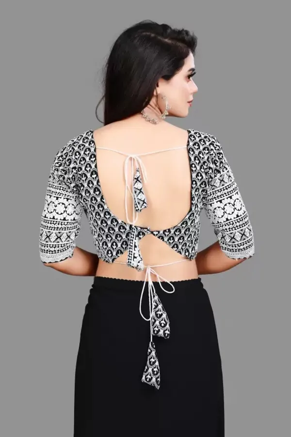 Black_Georgette_Solid/Plain_Party_And_Festive_Bollywood_Pure_Saree_With_unstitched_Blouse