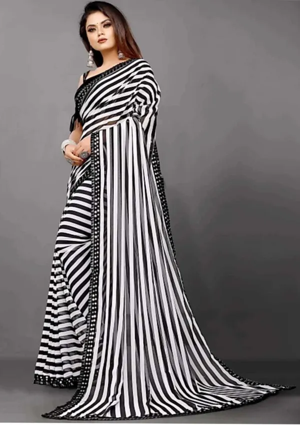 Black_Chiffon_Striped_Party_And_Festive_Bollywood_Pure_Saree_With_unstitched_Blouse