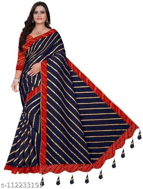 Blue_Silk_Blend_Floral_Print_Wedding_And_Festive_Leheria_Pure_Saree_With_unstitched_Blouse