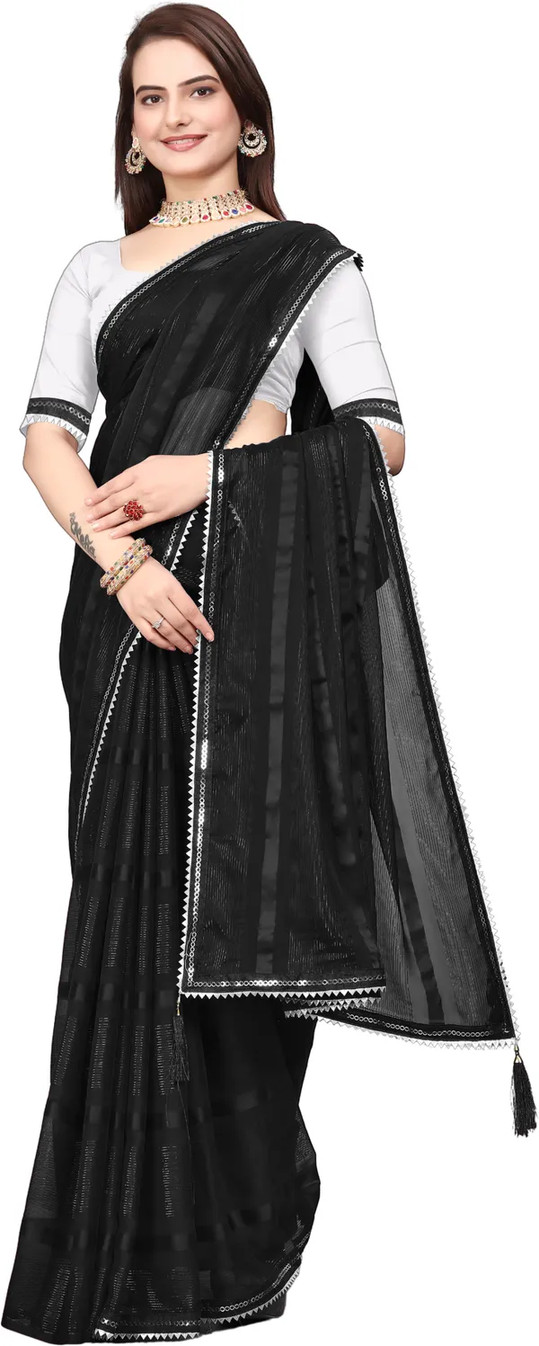 Black_Georgette_Embellished_Party_And_Festive_Banarasi_Synthetic_Saree_With_unstitched_Blouse