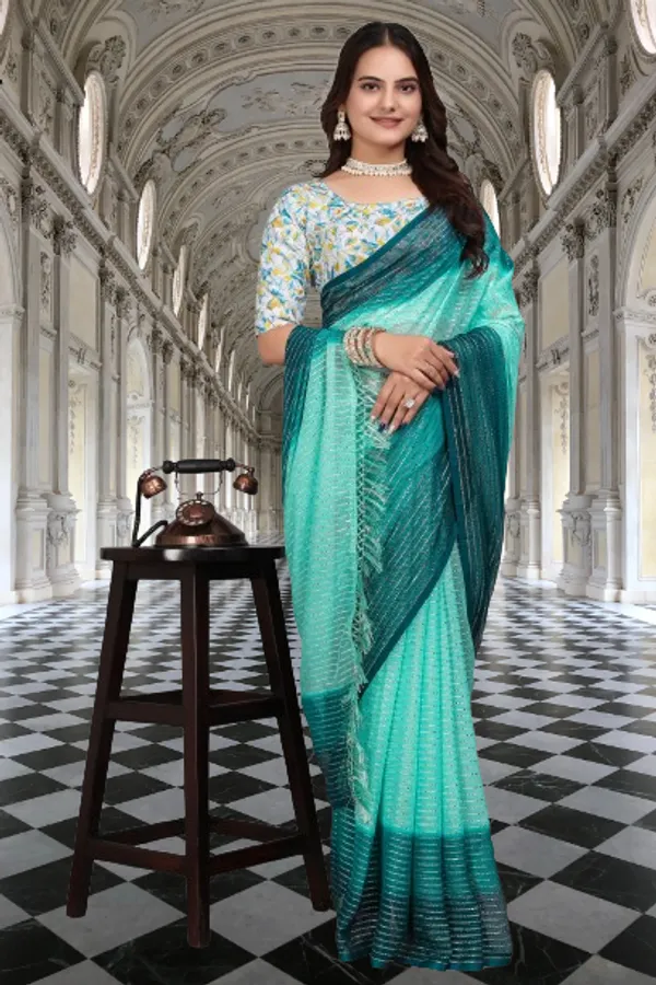 Sky_Designer_Fancy_Padding_Saree_With_unstitched_Blouse