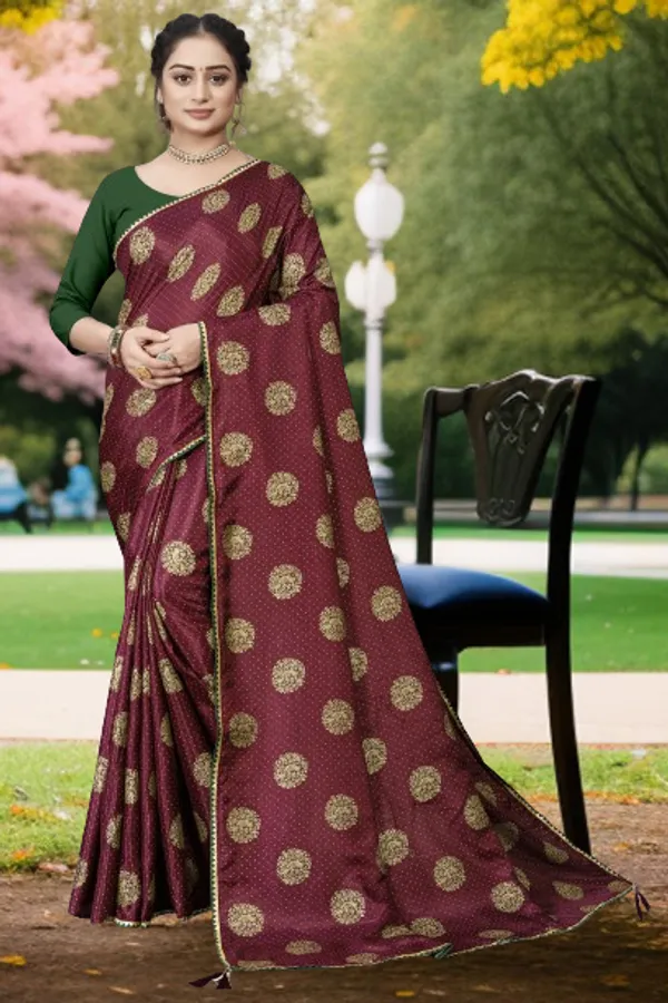 Maroon_Silk_Blend_Printed_Party_And_Festive_Bollywood_Pure_Saree_With_unstitched_Blouse