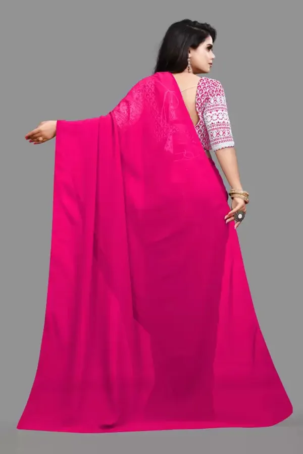 Magenta_Georgette_Solid/Plain_Party_And_Festive_Bollywood_Pure_Saree_With_unstitched_Blouse