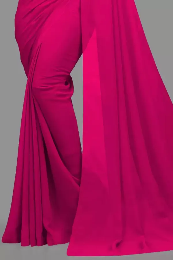 Magenta_Georgette_Solid/Plain_Party_And_Festive_Bollywood_Pure_Saree_With_unstitched_Blouse