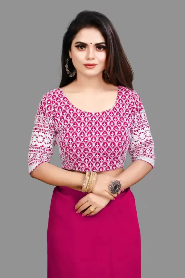 Magenta_Georgette_Solid/Plain_Party_And_Festive_Bollywood_Pure_Saree_With_unstitched_Blouse