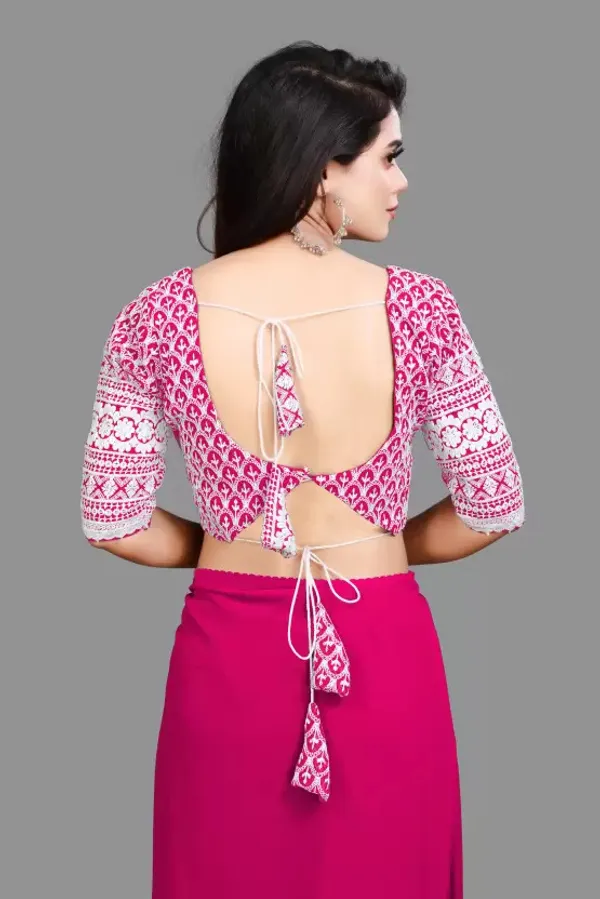 Magenta_Georgette_Solid/Plain_Party_And_Festive_Bollywood_Pure_Saree_With_unstitched_Blouse