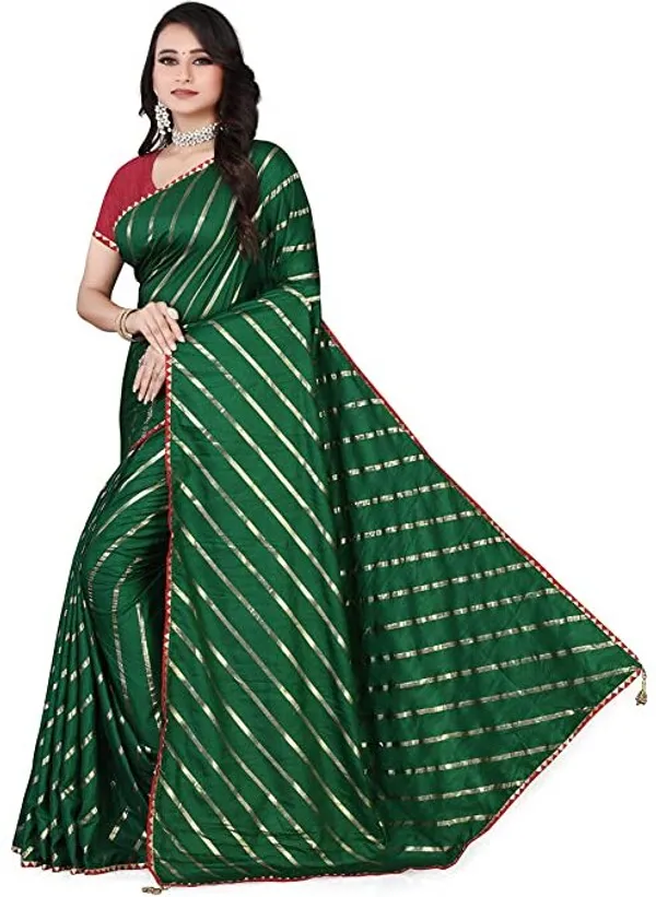 Green_Silk_Blend_Floral_Print_Wedding_And_Festive_Leheria_Blend_Saree_With_unstitched_Blouse