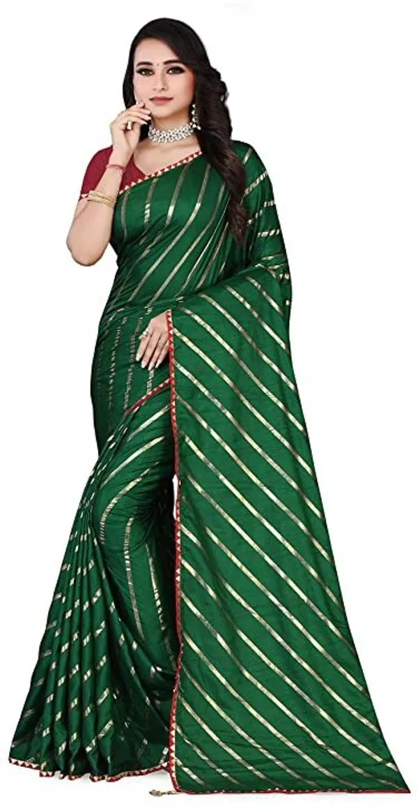 Green_Silk_Blend_Floral_Print_Wedding_And_Festive_Leheria_Blend_Saree_With_unstitched_Blouse