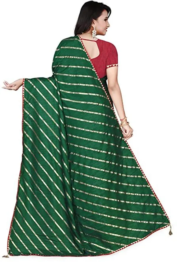 Green_Silk_Blend_Floral_Print_Wedding_And_Festive_Leheria_Blend_Saree_With_unstitched_Blouse