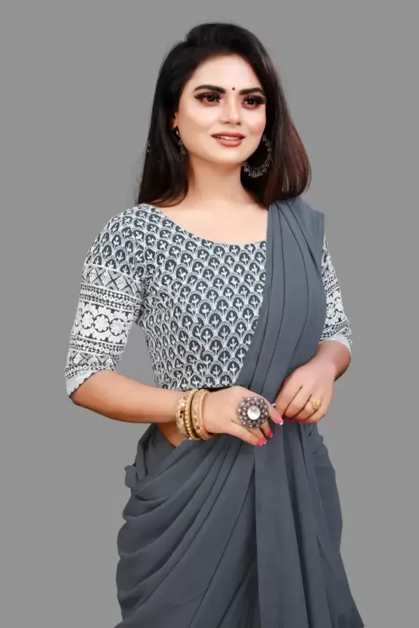 Grey_Georgette_Solid/Plain_Party_And_Festive_Bollywood_Pure_Saree_With_unstitched_Blouse
