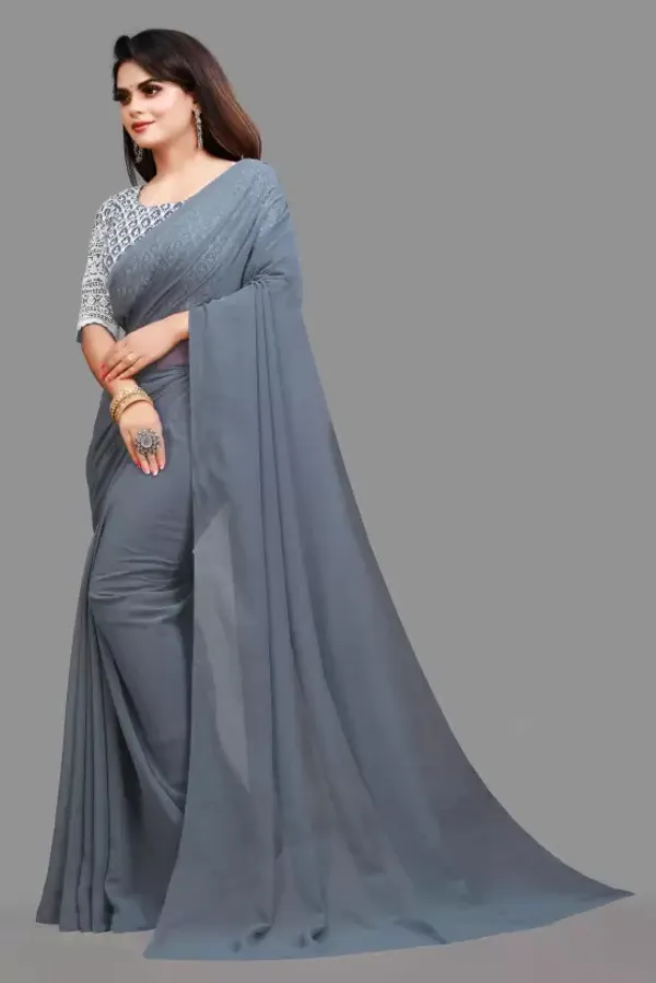Grey_Georgette_Solid/Plain_Party_And_Festive_Bollywood_Pure_Saree_With_unstitched_Blouse
