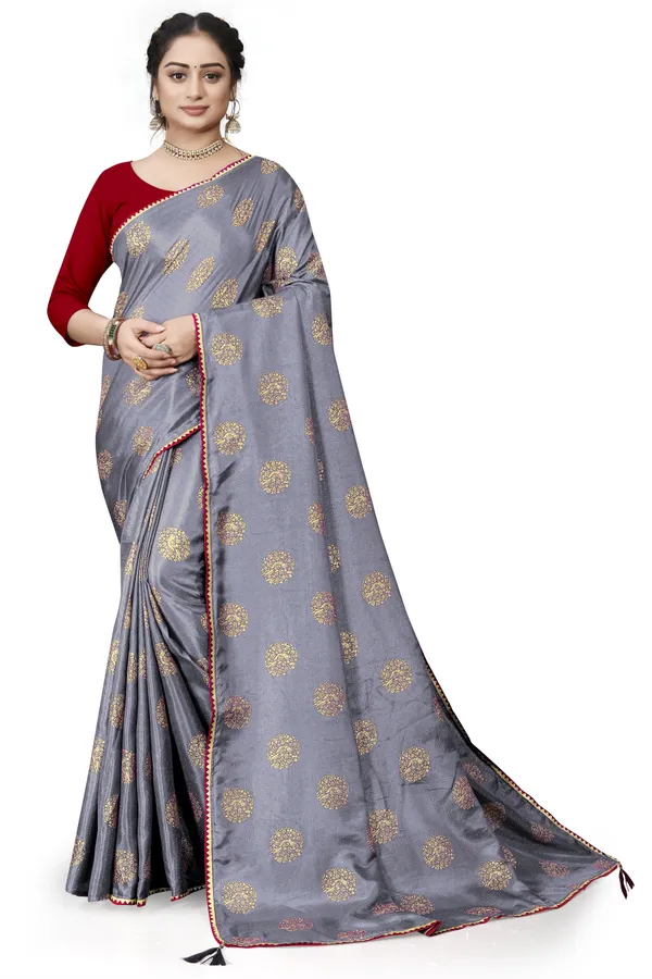 Grey_Silk_Blend_Printed_Party_And_Festive_Bollywood_Pure_Saree_With_unstitched_Blouse