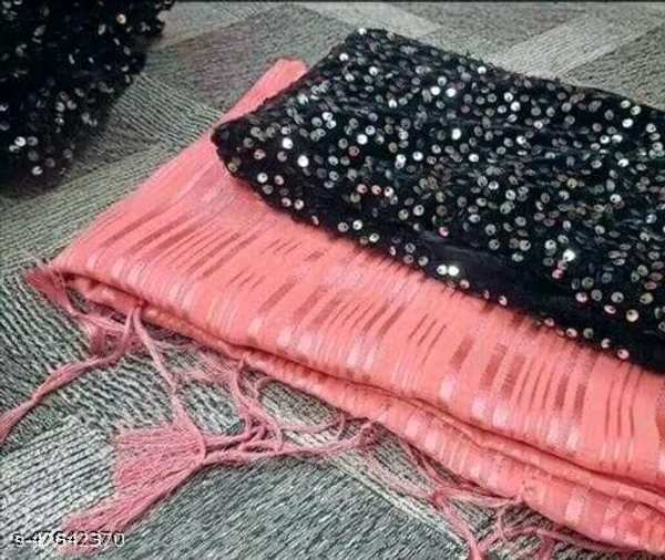Peach_Designer_Fancy_Chiffon_Saree_With_Sequance_Blouse_Piece