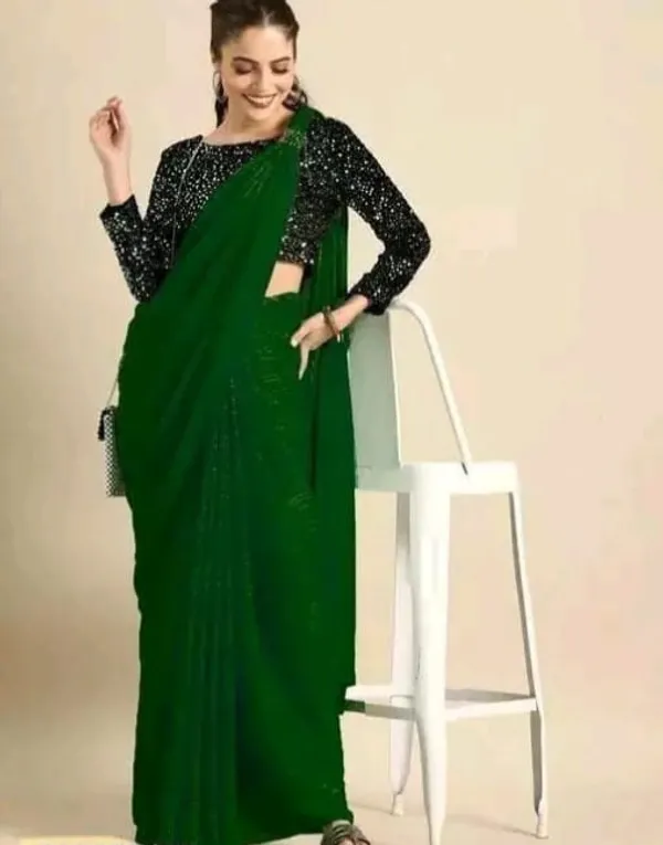 Green_Designer_Fancy_Chiffon_Saree_With_Sequance_Blouse_Piece