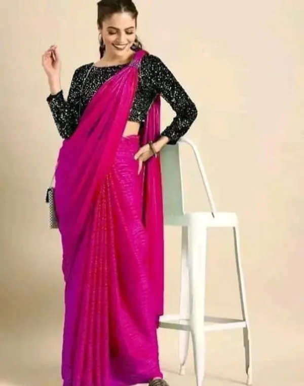 Dark_Pink_Designer_Fancy_Chiffon_Saree_With_Sequance_Blouse_Piece