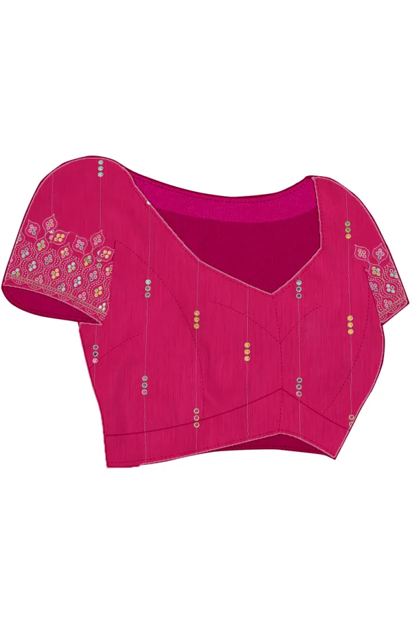 Pink_Designer_Fancy_Foil_Print_Patola_Saree_With_Embrodary_Blouse_Piece
