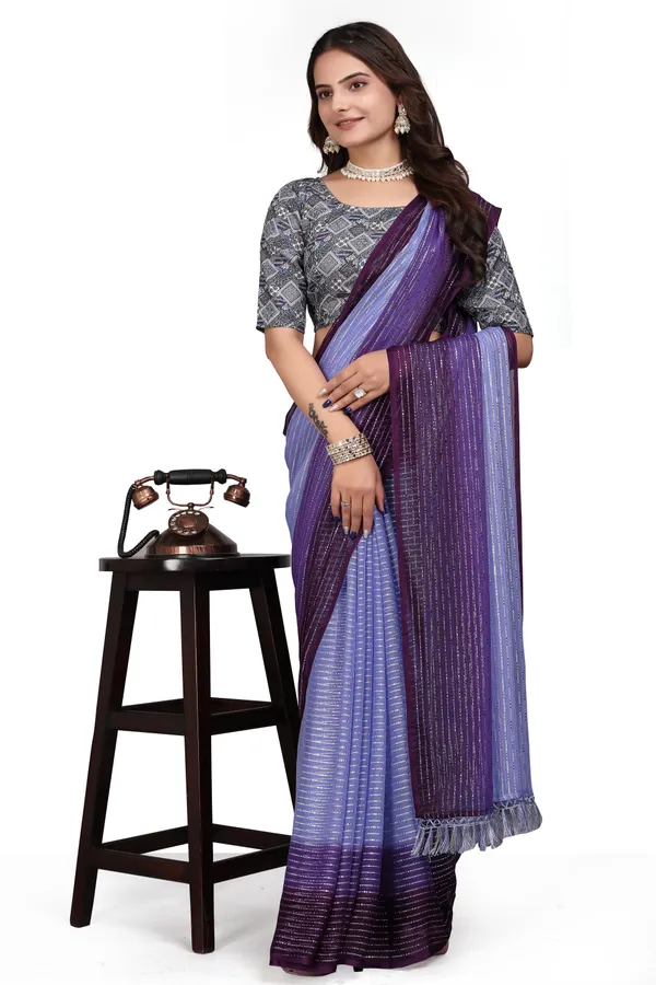 Purple_Designer_Fancy_Padding_Saree_With_unstitched_Blouse