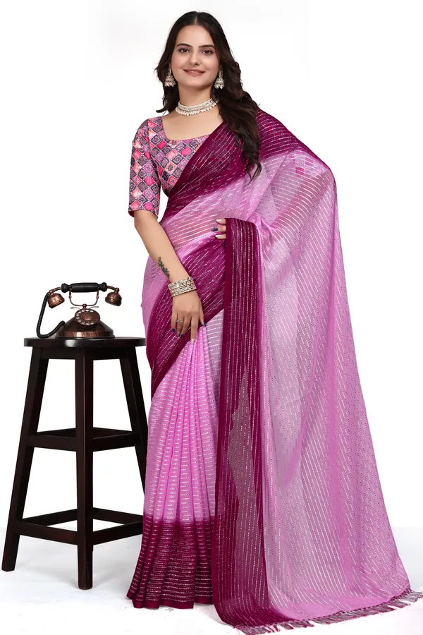 Pink__Designer_Fancy_Padding_Saree_With_unstitched_Blouse