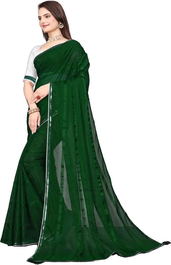 Green_Georgette_Embellished_Party_And_Festive_Banarasi_Synthetic_Saree_With_unstitched_Blouse