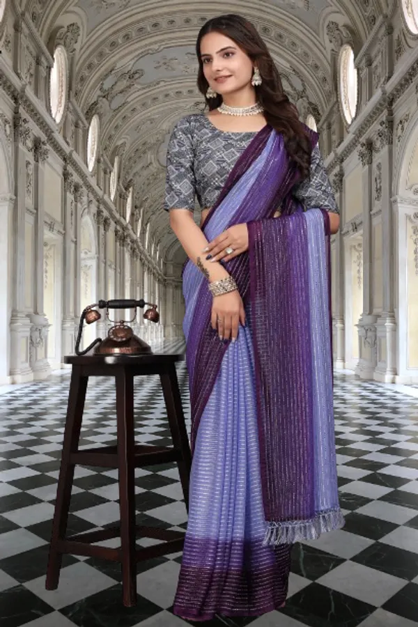 Purple_Designer_Fancy_Padding_Saree_With_unstitched_Blouse