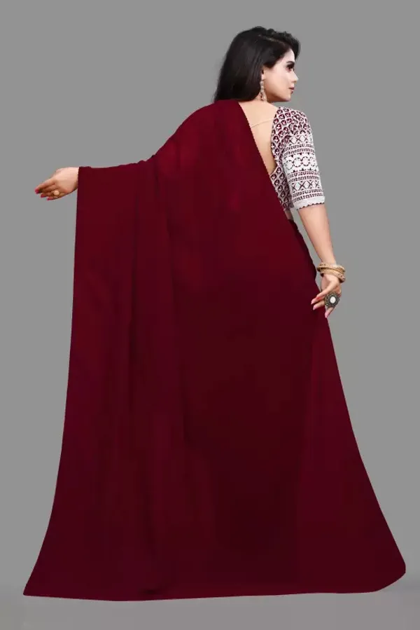 Maroon_Georgette_Solid/Plain_Party_And_Festive_Bollywood_Pure_Saree_With_unstitched_Blouse