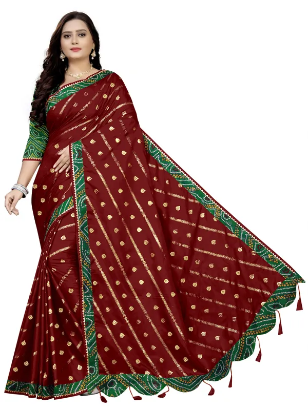 Maroon_Art_Silk_Printed_Party_And_Festive_Bandhani_Pure_Saree_With_unstitched_Blouse