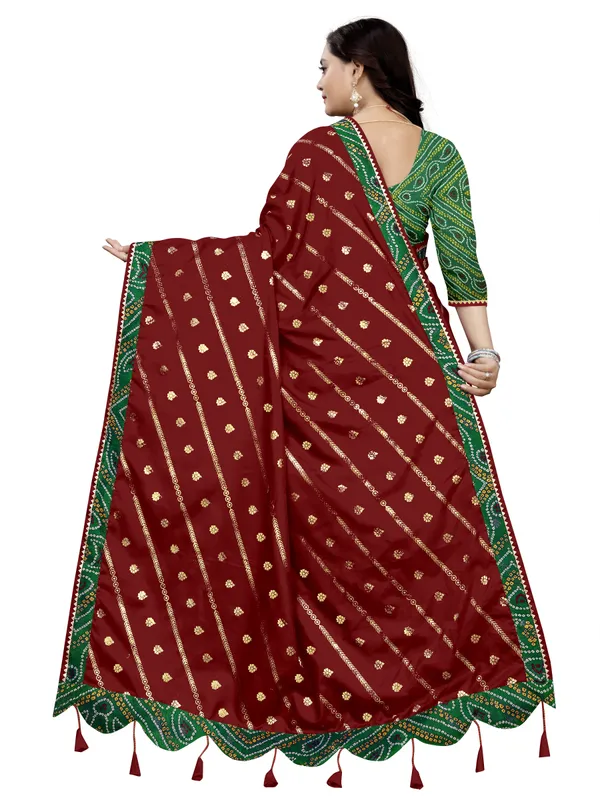 Maroon_Art_Silk_Printed_Party_And_Festive_Bandhani_Pure_Saree_With_unstitched_Blouse