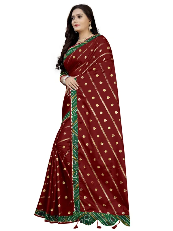 Maroon_Art_Silk_Printed_Party_And_Festive_Bandhani_Pure_Saree_With_unstitched_Blouse