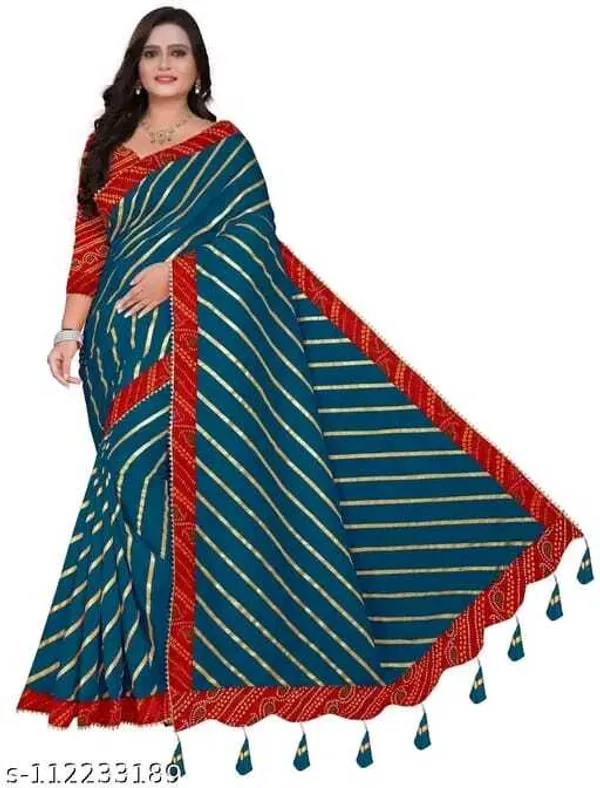 Purple_Silk_Blend_Floral_Print_Wedding_And_Festive_Leheria_Pure_Saree_With_unstitched_Blouse