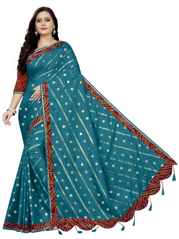 Blue_Art_Silk_Printed_Party_And_Festive_Bandhani_Pure_Saree_With_unstitched_Blouse