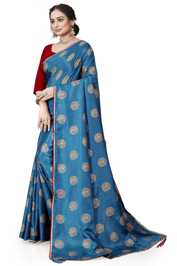 Light_Blue_Silk_Blend_Printed_Party_And_Festive_Bollywood_Pure_Saree_With_unstitched_Blouse