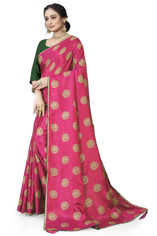Pink_Silk_Blend_Printed_Party_And_Festive_Bollywood_Pure_Saree_With_unstitched_Blouse